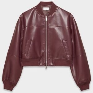Aritzia Jacket RARE Babaton Synergy Faux Leather Bomber Rich Maroon Size XXS
